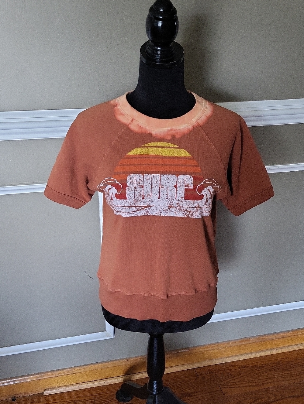 We The Free Rust Orange Tie-Dye Short Sleeve Tee with Sunset Graphic Size Medium